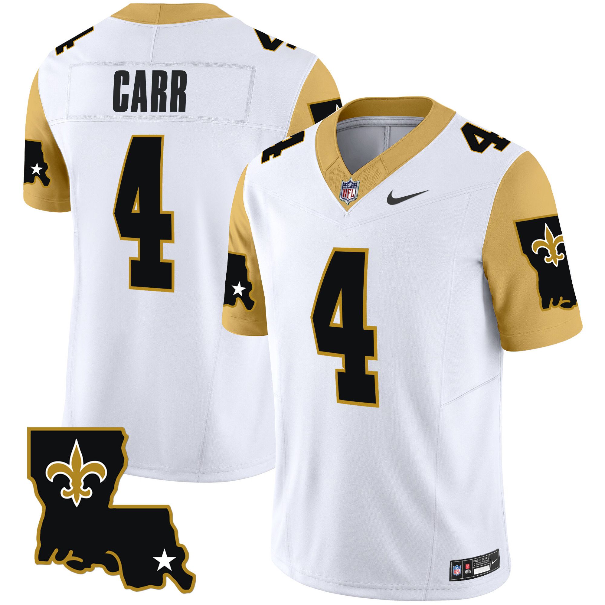 Men New Orleans Saints #4 Carr White 2024 Nike 1987 Legacy Vapor Limited NFL Jersey